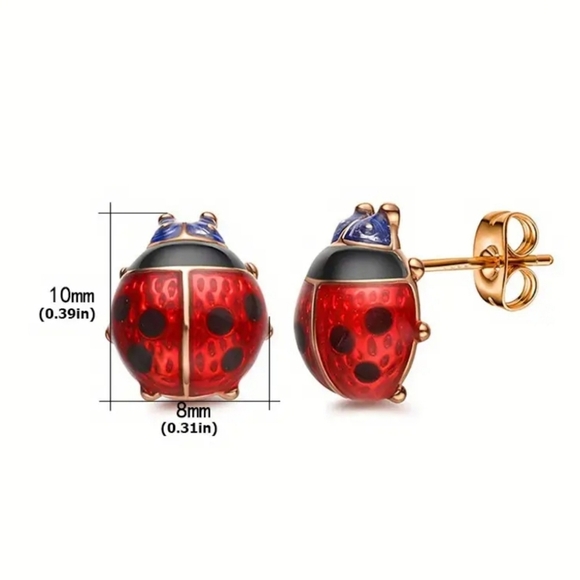 NEW! Ladybug Stud Earrings - Good Luck Charm for Women - Picture 5 of 6